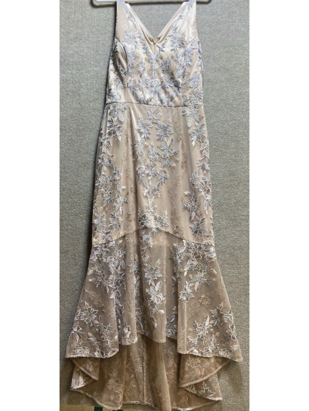 Anthropologie Sequined Formal Dress Hi-Lo Sleeveless Lace Mauve Floral BHLDN NEW